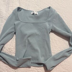Hollister Women's Long Sleeve Ribbed Top - Light Blue